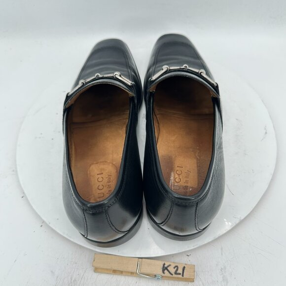 Gucci Men Size UK 9.5D US 10 Black Leather Gold Horsebit Slip On Loafer Shoes - Picture 9 of 12